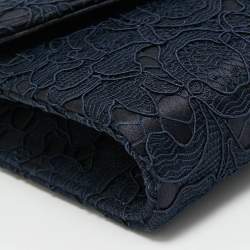 Dolce & Gabbana Navy Blue Lace and Satin Padlock Chain Clutch