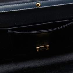 Dolce & Gabbana Navy Blue Lace and Satin Padlock Chain Clutch