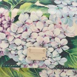 Pre Owned Dolce & Gabbana Multicolor Floral Print Leather Trifold Wallet