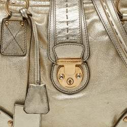 Pre Owned Dolce & Gabbana Gold Leather Satchel