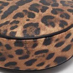 Pre Owned Dolce & Gabbana Beige/Brown Leopard Print Coated Canvas Glam Round Crossbody Bag