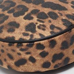 Pre Owned Dolce & Gabbana Beige/Brown Leopard Print Coated Canvas Glam Round Crossbody Bag