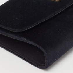 Dolce & Gabbana Black Velvet Crystal Logo Chain Clutch