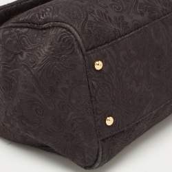 Dolce & Gabbana Black Brocade Fabric Large Miss Sicily Top Handle Bag
