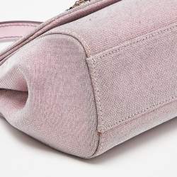 Pre Owned Dolce & Gabbana Pink Lurex Fabric and Leather Mini Miss Sicily Top Handle Bag