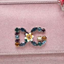 Pre Owned Dolce & Gabbana Pink Lurex Fabric and Leather Mini Miss Sicily Top Handle Bag