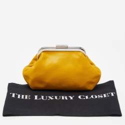 Pre Owned Dolce & Gabbana Yellow Leather Frame Pouch