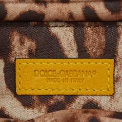 Pre Owned Dolce & Gabbana Yellow Leather Frame Pouch
