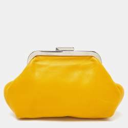 Pre Owned Dolce & Gabbana Yellow Leather Frame Pouch