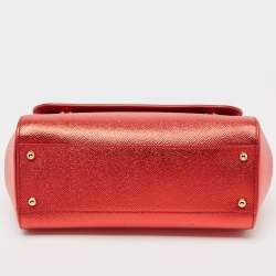 Pre Owned Dolce & Gabbana Red Leather Medium Miss Sicily Top Handle Bag