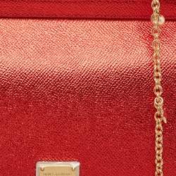 Pre Owned Dolce & Gabbana Red Leather Medium Miss Sicily Top Handle Bag