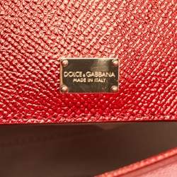 Pre Owned Dolce & Gabbana Red Leather Medium Miss Sicily Top Handle Bag