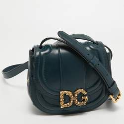 مملوكة مسبقًا Dolce & Gabbana Teal Leather Amore Crossbody Bag