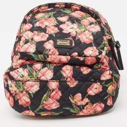 Dolce & Gabbana Multicolor Floral Nylon and Leather Backpack
