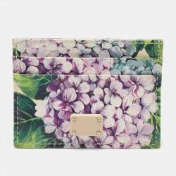 Pre Owned Dolce & Gabbana Multicolor Floral Print Leather Card Holder