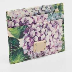 Pre Owned Dolce & Gabbana Multicolor Floral Print Leather Card Holder