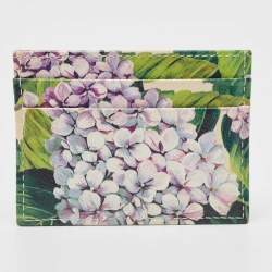 Pre Owned Dolce & Gabbana Multicolor Floral Print Leather Card Holder