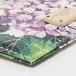Pre Owned Dolce & Gabbana Multicolor Floral Print Leather Card Holder