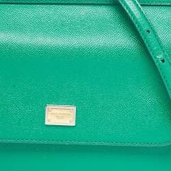 Pre Owned Dolce & Gabbana Green Leather Medium Miss Sicily Top Handle Bag