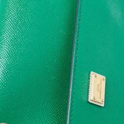 Pre Owned Dolce & Gabbana Green Leather Medium Miss Sicily Top Handle Bag