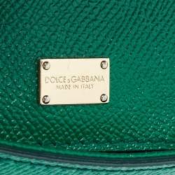 Pre Owned Dolce & Gabbana Green Leather Medium Miss Sicily Top Handle Bag