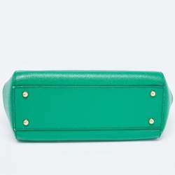 Pre Owned Dolce & Gabbana Green Leather Medium Miss Sicily Top Handle Bag