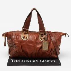 Pre Owned Dolce & Gabbana Brown Leather and Calfhair Satchel