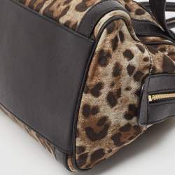 مملوكة مسبقًا Dolce & Gabbana Black/Brown Leopard Print Canvas Miss Easy Way Satchel