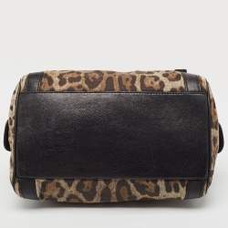مملوكة مسبقًا Dolce & Gabbana Black/Brown Leopard Print Canvas Miss Easy Way Satchel