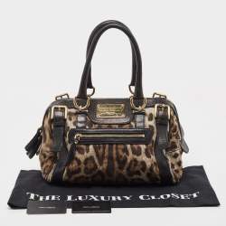 مملوكة مسبقًا Dolce & Gabbana Black/Brown Leopard Print Canvas Miss Easy Way Satchel