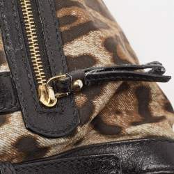 مملوكة مسبقًا Dolce & Gabbana Black/Brown Leopard Print Canvas Miss Easy Way Satchel