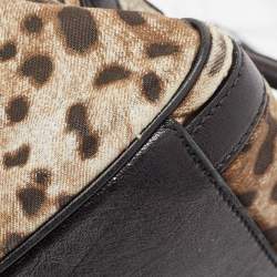 مملوكة مسبقًا Dolce & Gabbana Black/Brown Leopard Print Canvas Miss Easy Way Satchel
