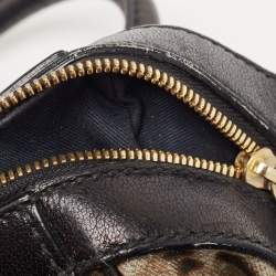 مملوكة مسبقًا Dolce & Gabbana Black/Brown Leopard Print Canvas Miss Easy Way Satchel