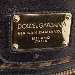 مملوكة مسبقًا Dolce & Gabbana Black/Brown Leopard Print Canvas Miss Easy Way Satchel
