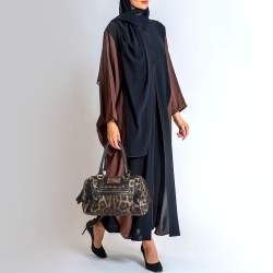 مملوكة مسبقًا Dolce & Gabbana Black/Brown Leopard Print Canvas Miss Easy Way Satchel