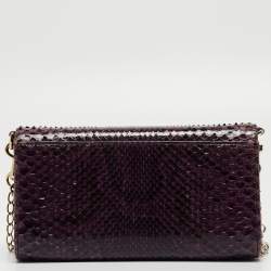 Pre Owned Dolce & Gabbana Purple Python Chain Clutch