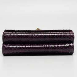 Pre Owned Dolce & Gabbana Purple Python Chain Clutch