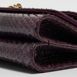 Pre Owned Dolce & Gabbana Purple Python Chain Clutch