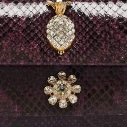 Pre Owned Dolce & Gabbana Purple Python Chain Clutch