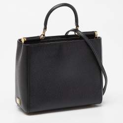Pre Owned Dolce & Gabbana Black Leather Miss Sicily Tote