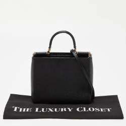 Pre Owned Dolce & Gabbana Black Leather Miss Sicily Tote