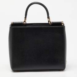 Pre Owned Dolce & Gabbana Black Leather Miss Sicily Tote