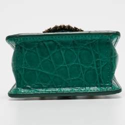 Pre Owned Dolce & Gabbana Green Crocodile Micro Devotion Bag