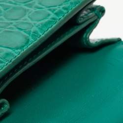 Pre Owned Dolce & Gabbana Green Crocodile Micro Devotion Bag