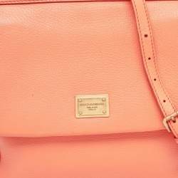 مملوكة مسبقًا حقيبة دولتشي أند غابانا "ميس سيسيلي" متوسطة جلد سحلية الإغوانا برتقالي 