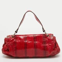 Pre Owned Dolce & Gabbana Red Watersnake Leather Satchel
