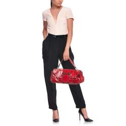 Pre Owned Dolce & Gabbana Red Watersnake Leather Satchel