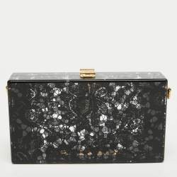Pre Owned Dolce & Gabbana Black Acrylic Lace Dolce Box Clutch