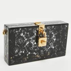 Pre Owned Dolce & Gabbana Black Acrylic Lace Dolce Box Clutch