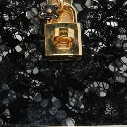 Pre Owned Dolce & Gabbana Black Acrylic Lace Dolce Box Clutch